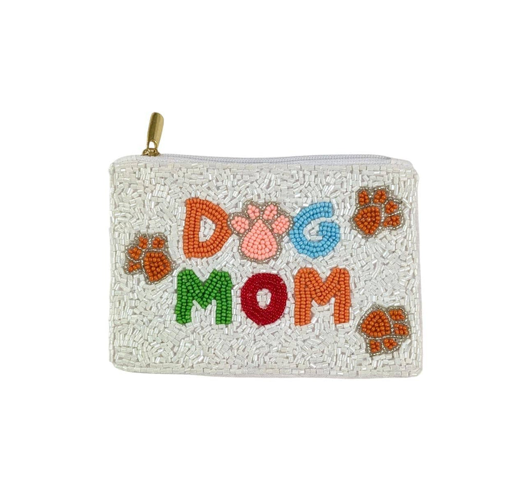 Ladies Fully Beaded Dog Mom Themed Coin Purse