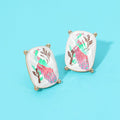 Rectangular Mahjong Tile Cluster Stud Earrings