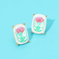 Rectangular Mahjong Tile Cluster Stud Earrings
