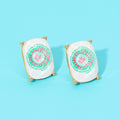 Rectangular Mahjong Tile Cluster Stud Earrings