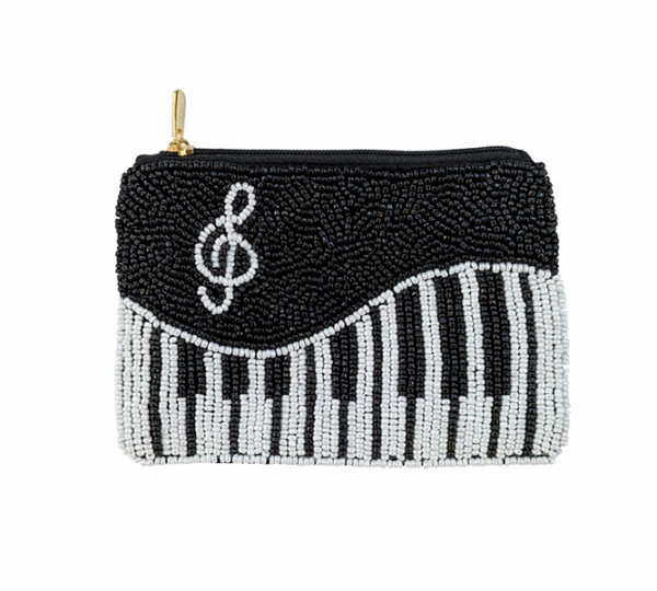 Piano Fully Beaded Themed Coin Purse