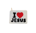 Ladies Fully Beaded I LOVE JESUS Themed Coin Purse