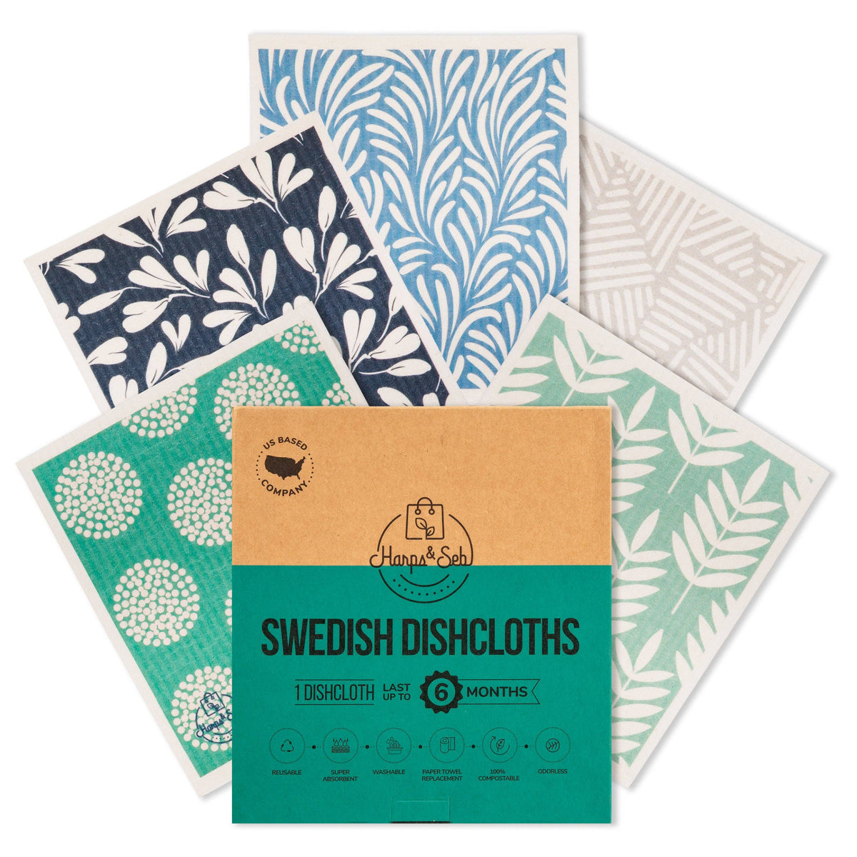 Coastal Calm Swedish Dishcloth