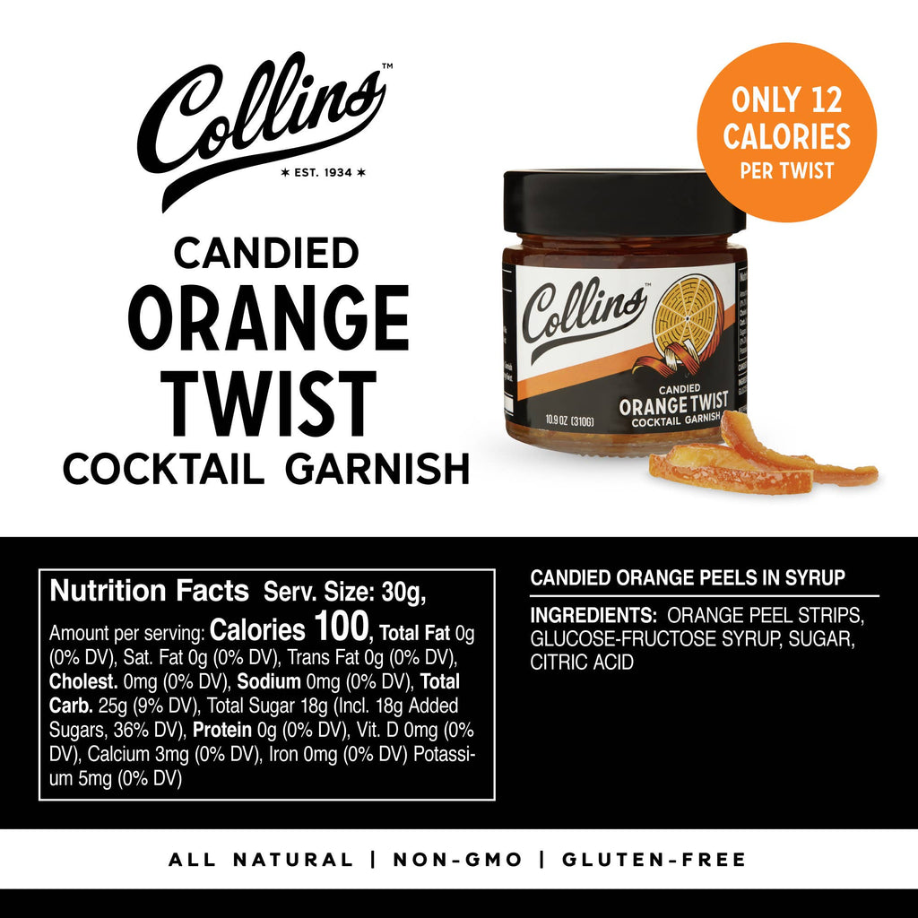 Italian Candied Orange Peel Twist Cocktail Garnish 10.9 oz