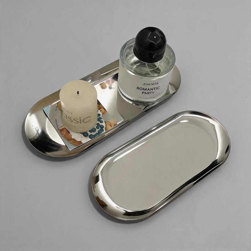 Small Oval Silhouette Stainless Steel Tray