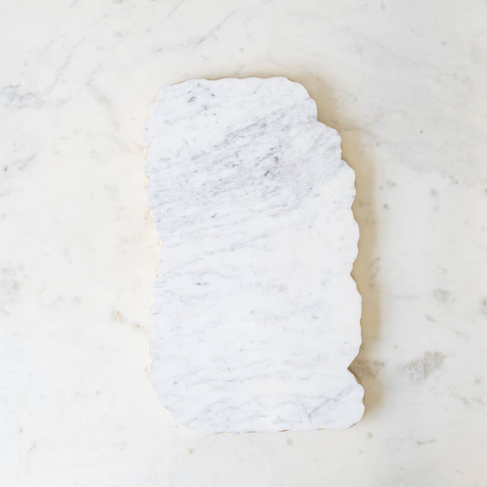 Metz Marble Serving Board   White/Gold   15x9.5 x.5