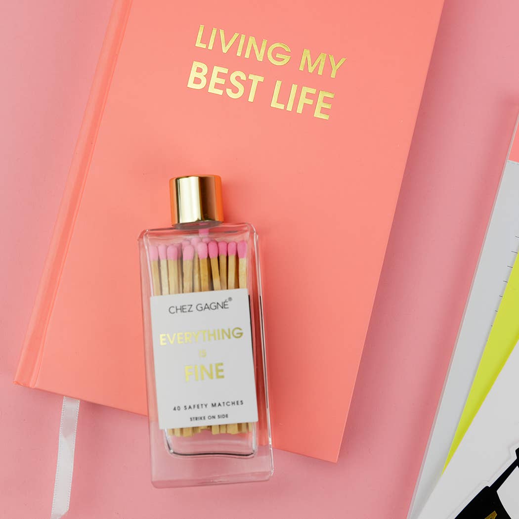 Everything is Fine - Safety Matches Bottle, Pink, Funny Gift