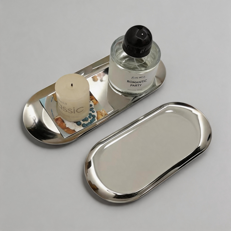 Small Oval Silhouette Stainless Steel Tray