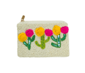 Ladies Flower Cactus Flowers Beaded Coin Purse 