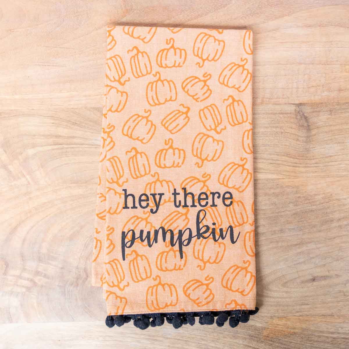 Hey There Pumpkin Hand Towel    Orange/Black   20x28