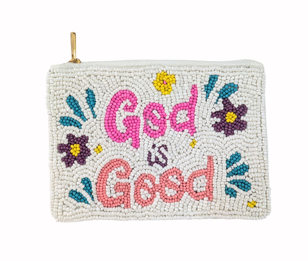 Ladies Fully Beaded GOD IS GOOD Themed Coin Purse