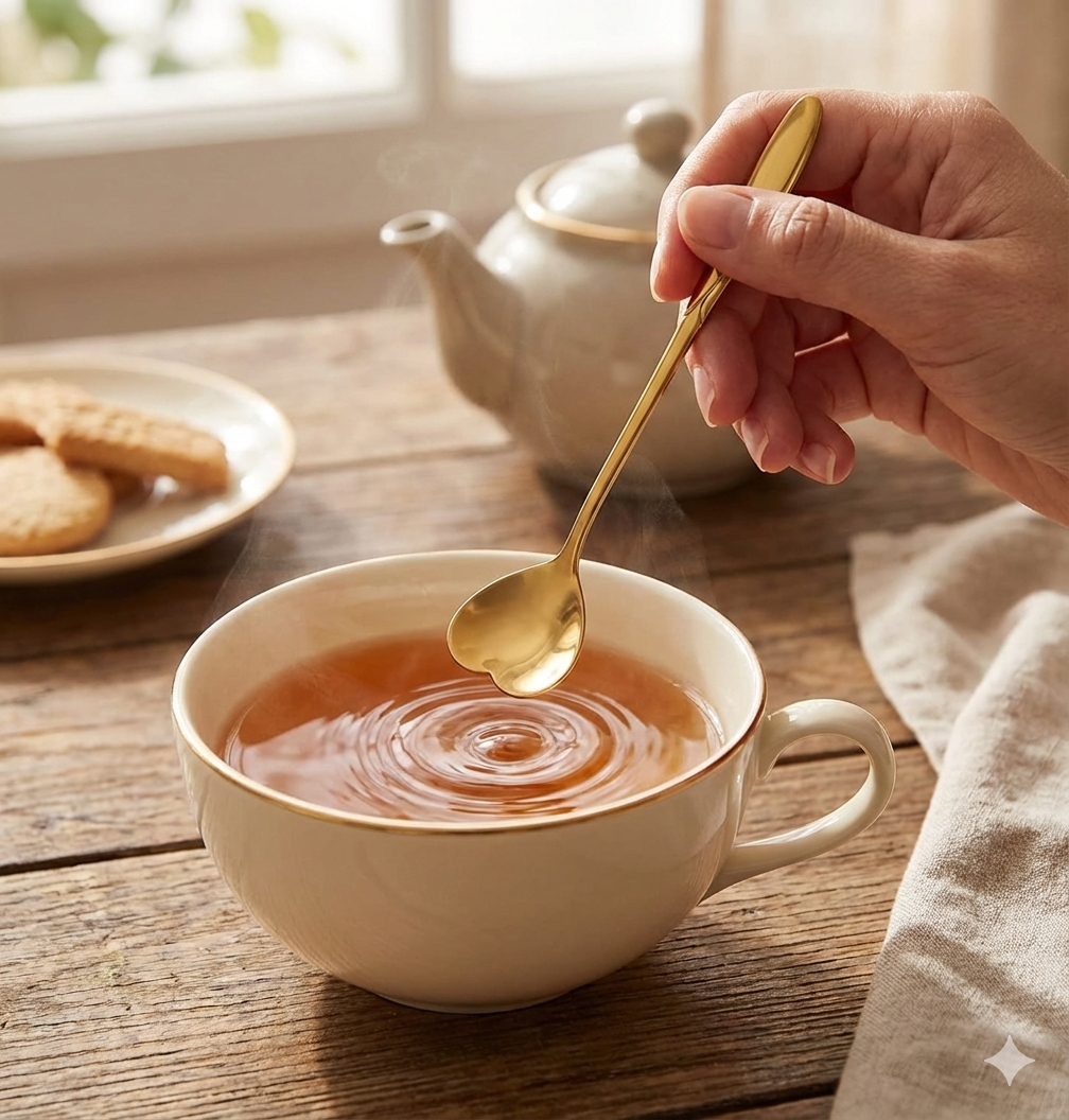 Gold Heart Teaspoons, Stainless Steel