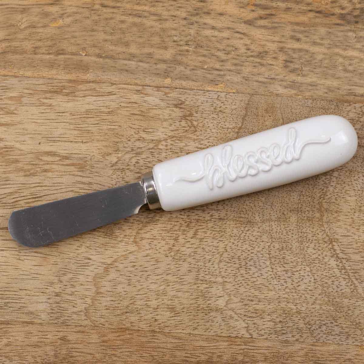 Blessed Embossed Spreader   White   6"