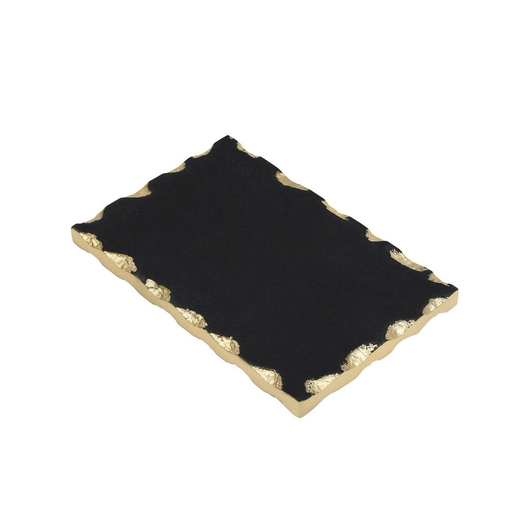 Lavi Black Marble Gold Organic Edge Small Rectangle Board