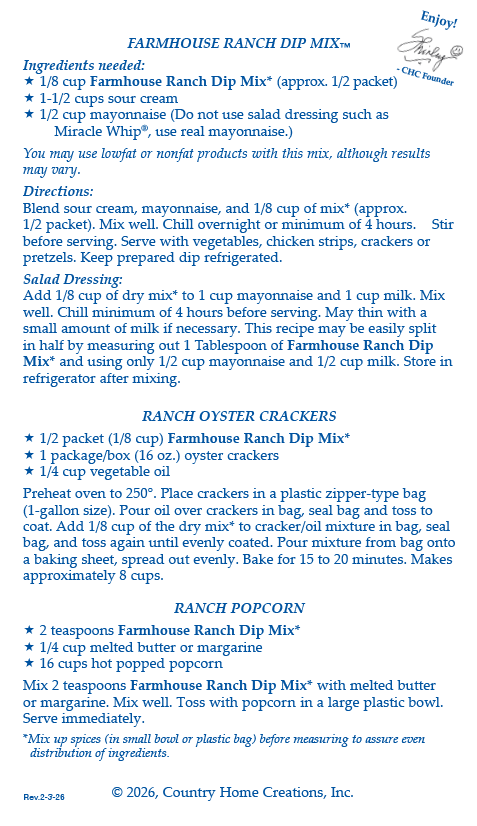 Farmhouse Ranch Dip Mix