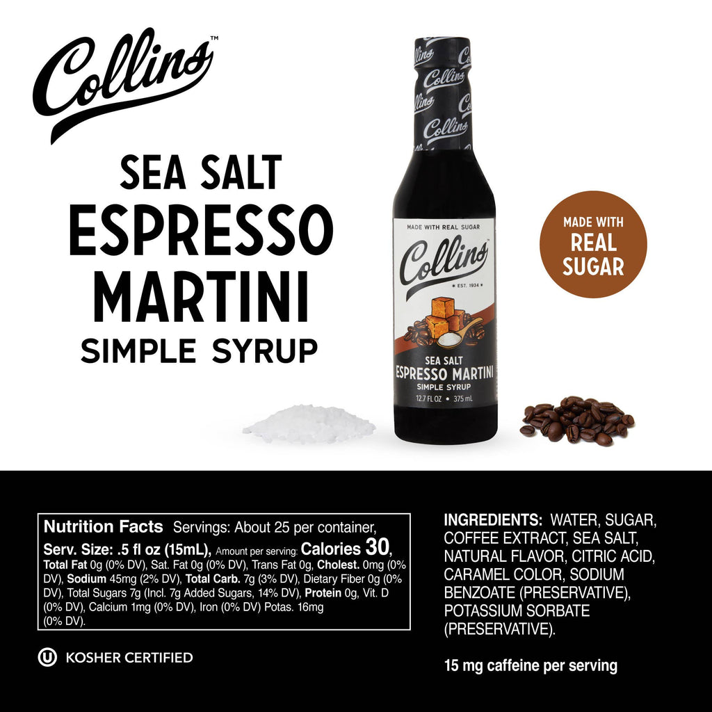 Real Sugar Sea Salt Espresso Martini Simple Syrup 12.7 oz