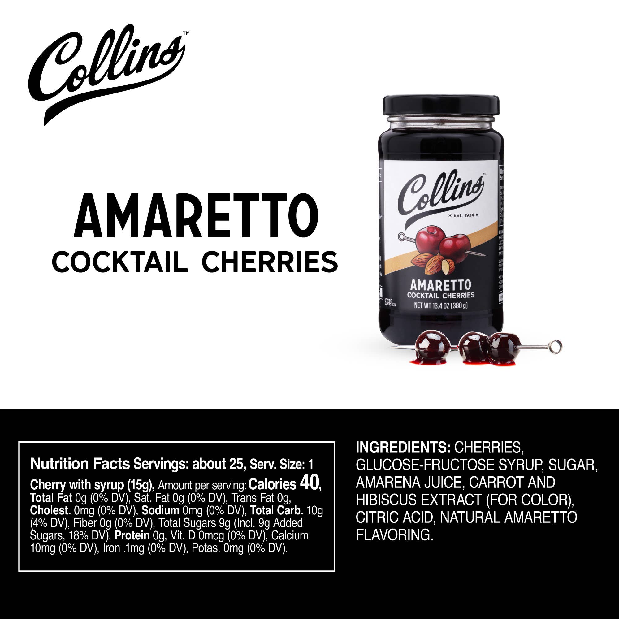 Amaretto Cocktail Cherries 13.4 oz
