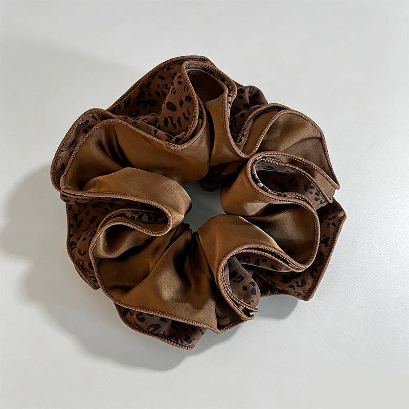 Four Layer Scrunchie: Light Leopard / One Size
