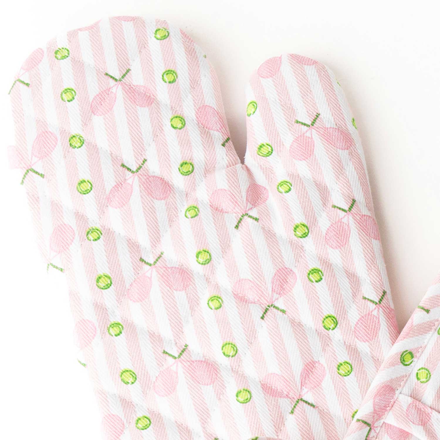 Pink Tennis Stripe Oven Mitt Set