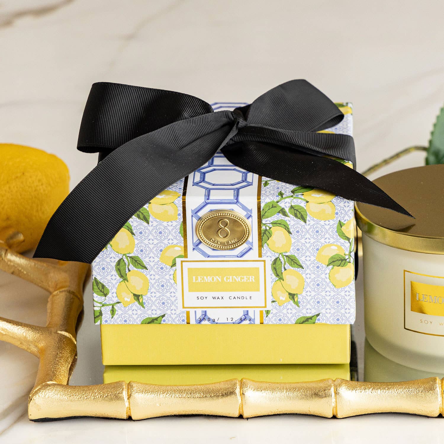 Lemon Ginger 3-Wick Soy Candle, Boxed, Citrus Scent