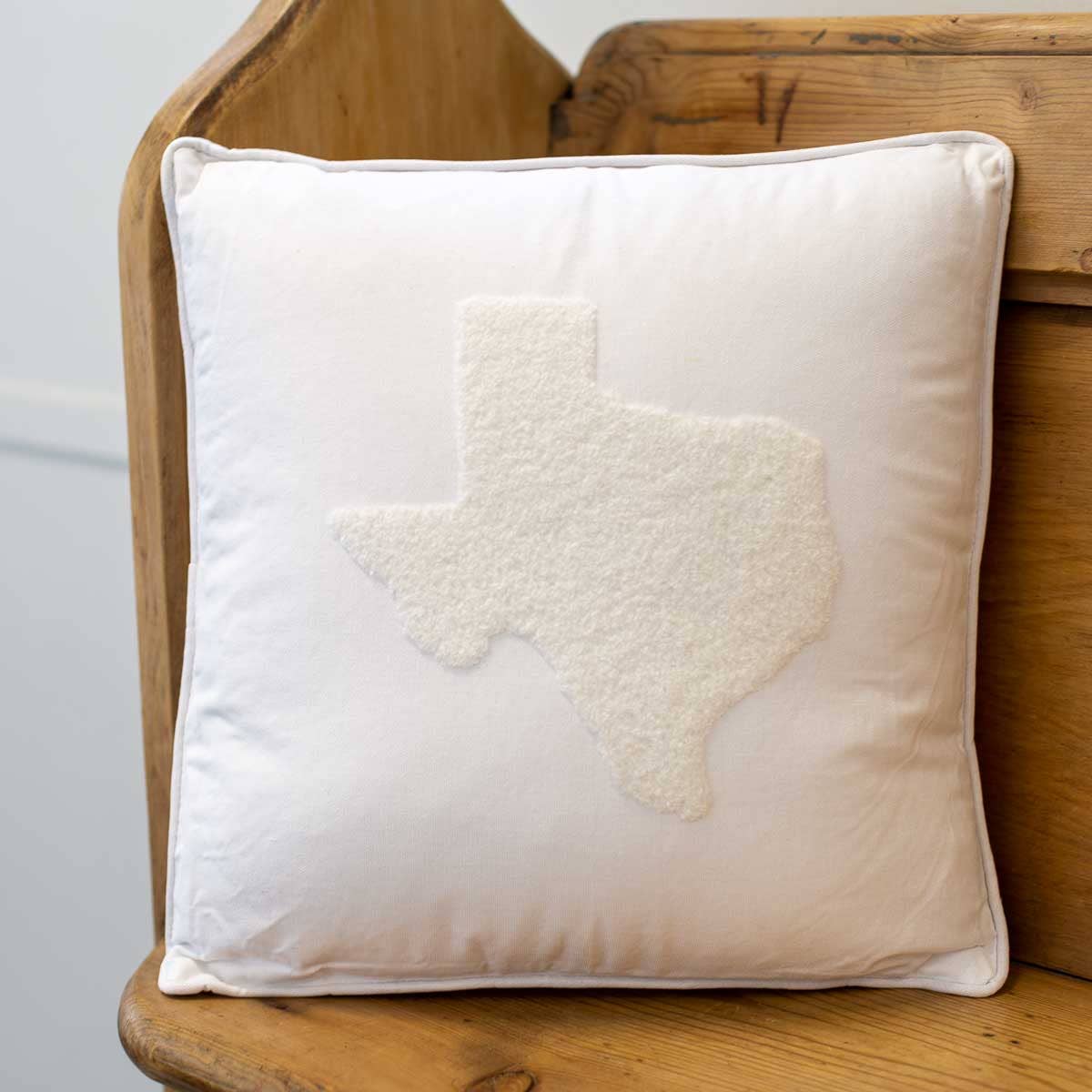 Texas Embroidered Pillow   Soft White   16x16