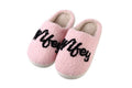 Ladies Plush WIFEY House Slipper: Pink - Size Large