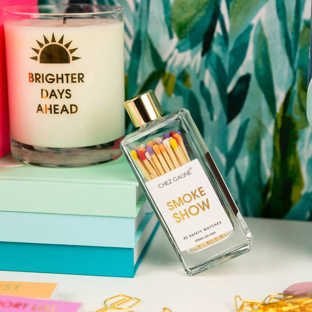 Smokeshow - Glass Bottle Matches, Rainbow/Multi, Funny Gift