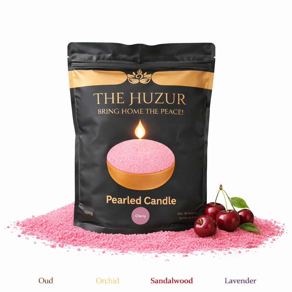 Cherry- Pearled Sand Wax Candle -Cherry Pink