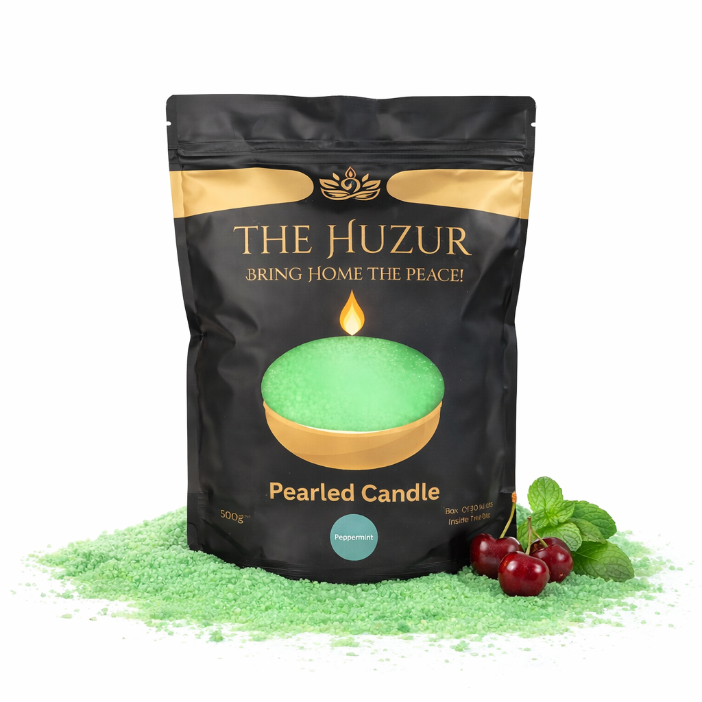 Peppermint- Pearled Sand Wax Candle-colors: Dark Green