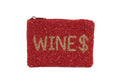 Ladies Fully Beaded WINE Theme Coin Purse