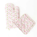 Pink Tennis Stripe Oven Mitt Set