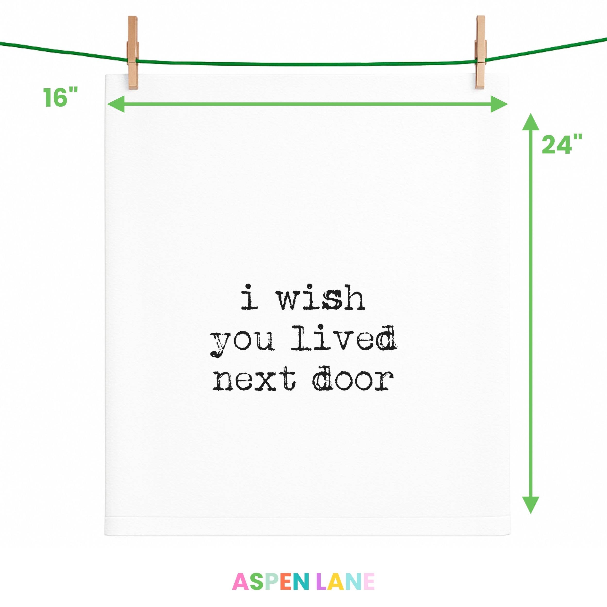 I Wish You Lived Next Door gift towel bestie friend (black)