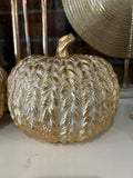 Gold Woven Textured Pumpkin -Medium
