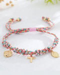 Gold Cross Charm Braided Bracelet