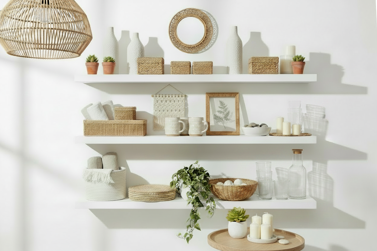 Rattan Shelfie with Drinkware