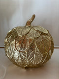 Metallic Gold Leaf Layered Textured Pumpkin -Small