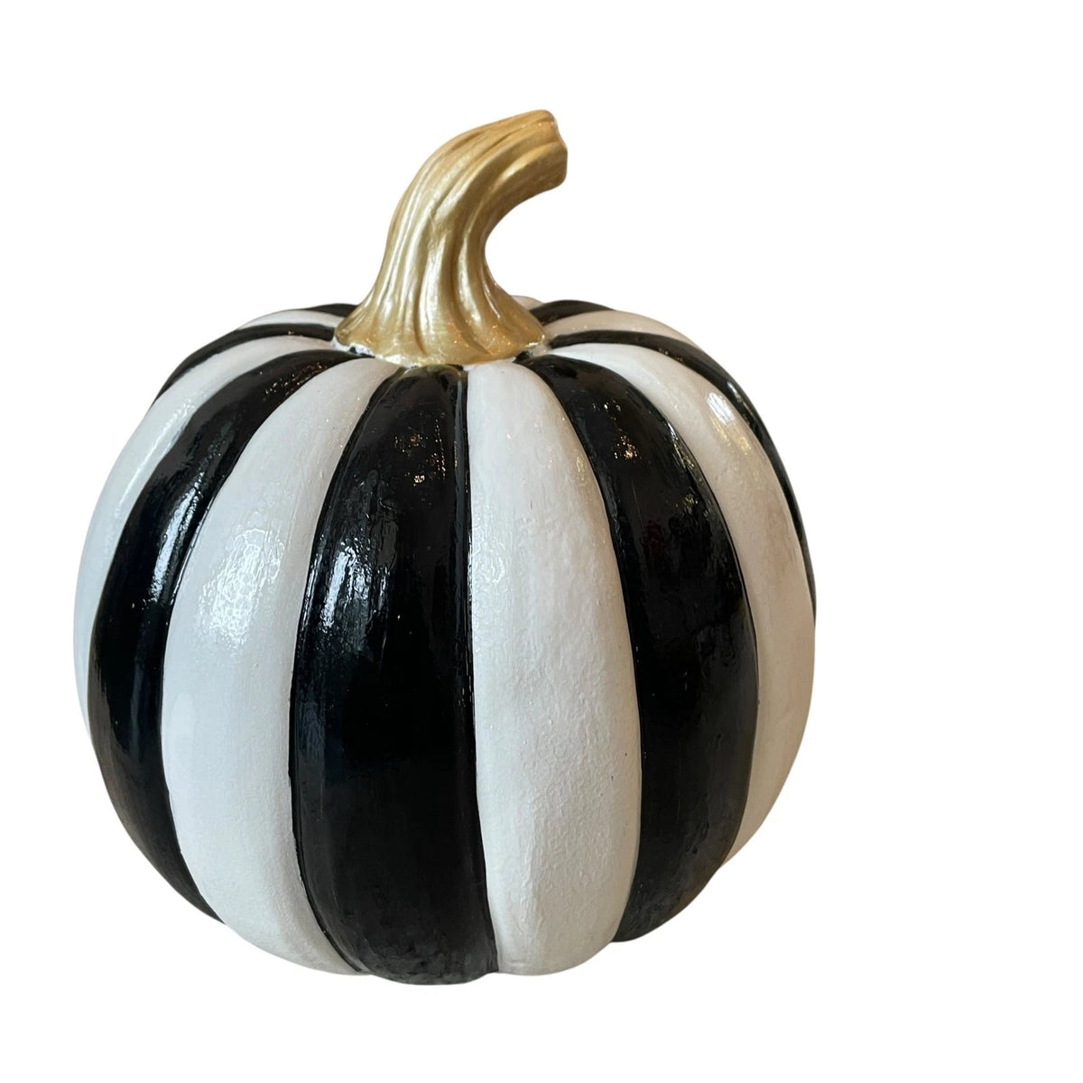 Black & White Striped Pumpkin -Medium